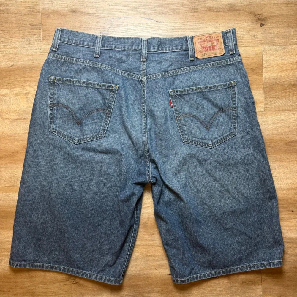 Levis 569 Loose Straight Shorts Mens 40 Blue Denim‎ Baggy Skater 100% Cotton Y2K